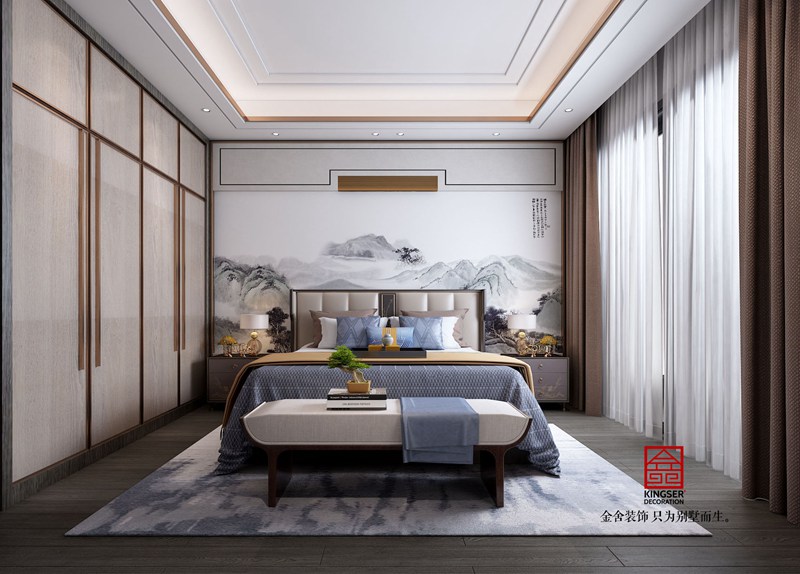 龍湖天宸原著(zhù)200平中式裝修圖-臥室