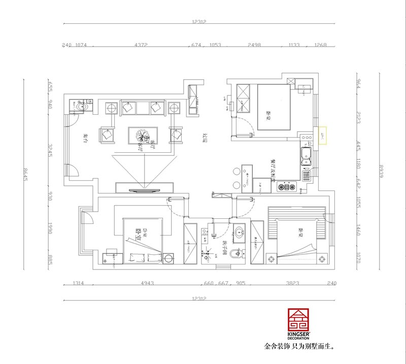 麗景藍灣114㎡三室兩廳一衛戶(hù)型解析