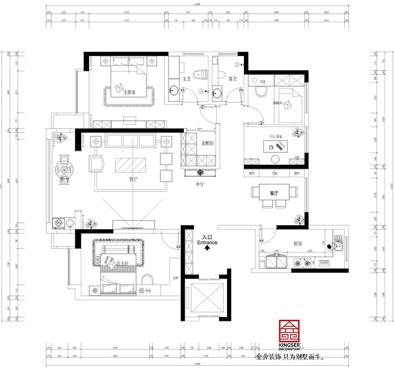天山熙胡141平米裝修新中式風(fēng)格戶(hù)型解析