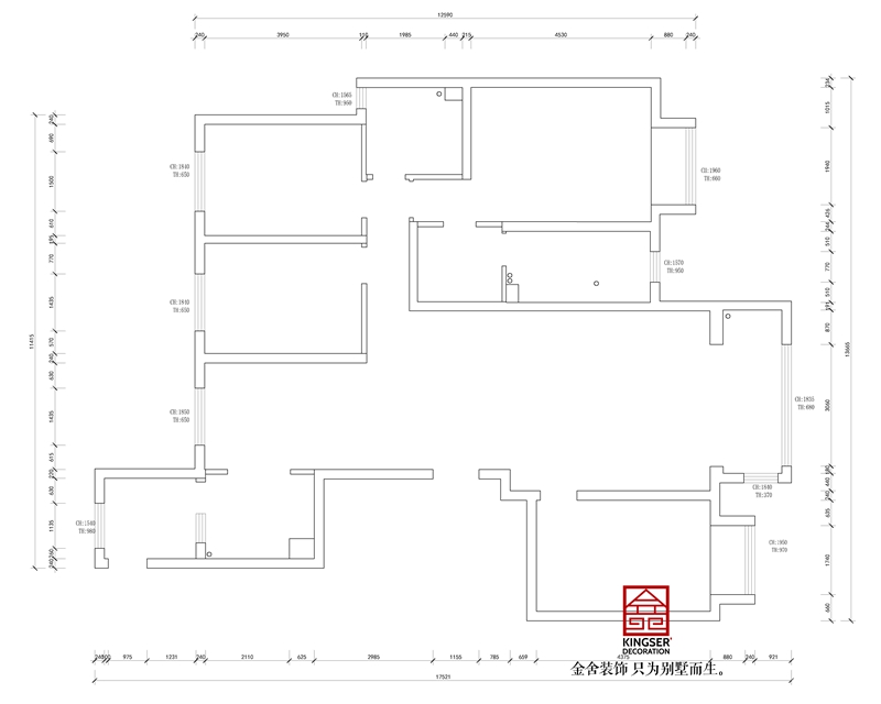 東南智匯城191平米戶(hù)型原始平面圖