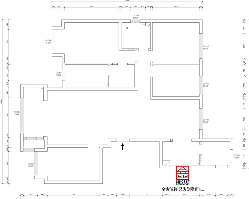 東南智匯城191平米戶(hù)型墻體拆除圖