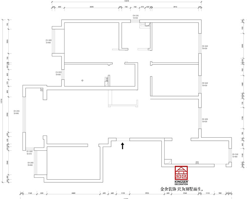 東南智匯城191平米戶(hù)型墻體新建圖