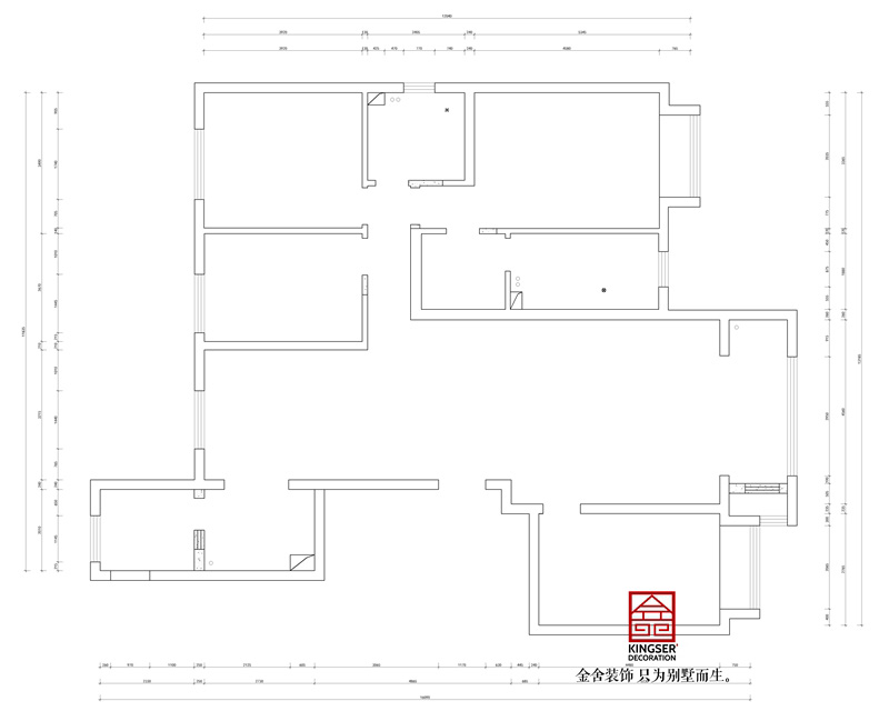 東南智匯城191平米戶(hù)型墻體拆除圖