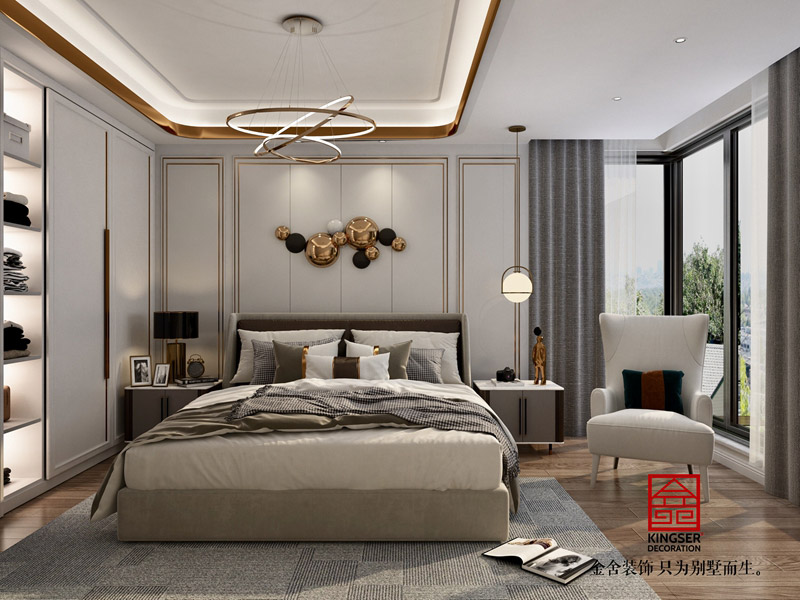 融創(chuàng  )中心輕奢風(fēng)格臥室效果圖