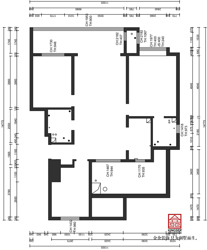 龍湖九里晴川130㎡上躍裝修原始戶(hù)型圖