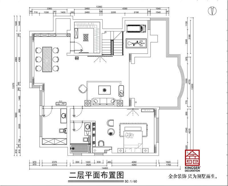 國賓壹號躍層戶(hù)型二層平面布置圖