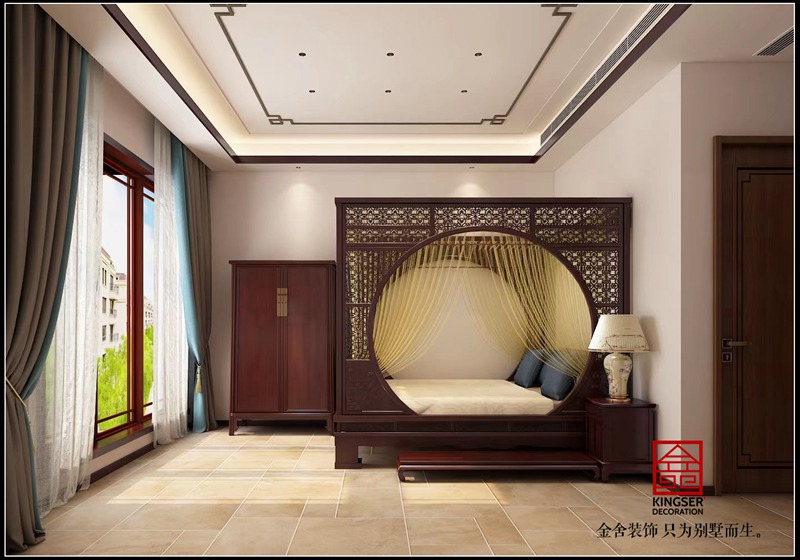 御河上院中式風(fēng)格臥室裝修設計