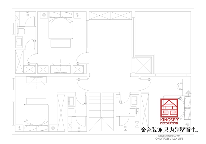 正定開(kāi)元府260平別墅裝修戶(hù)型一層平面布置圖