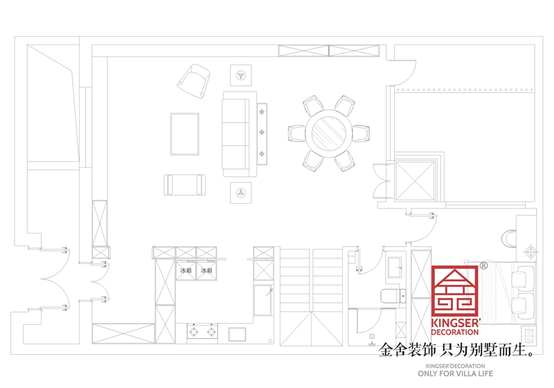 正定開(kāi)元府260平別墅裝修戶(hù)型二層平面布置圖