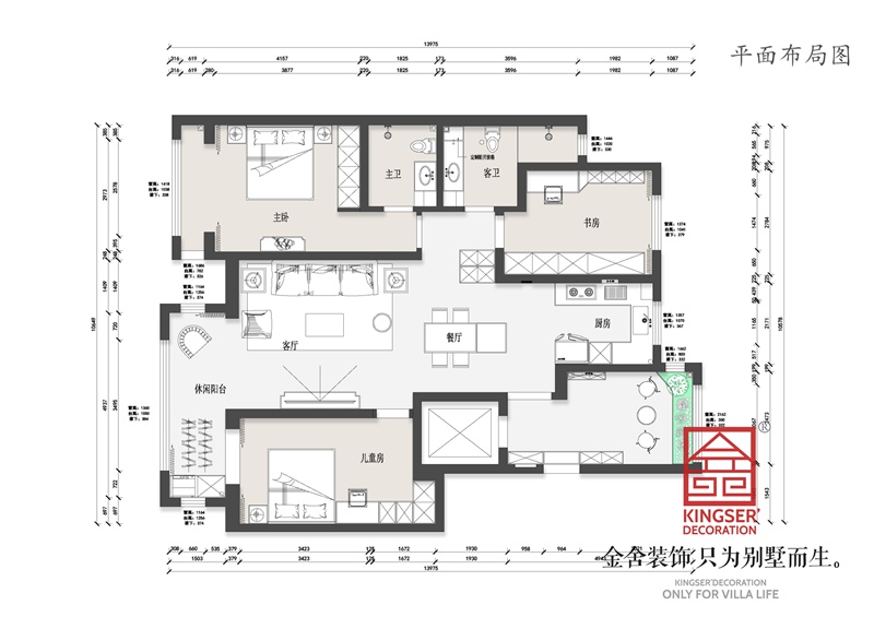 國仕山140新中式風(fēng)格三居室戶(hù)型解析