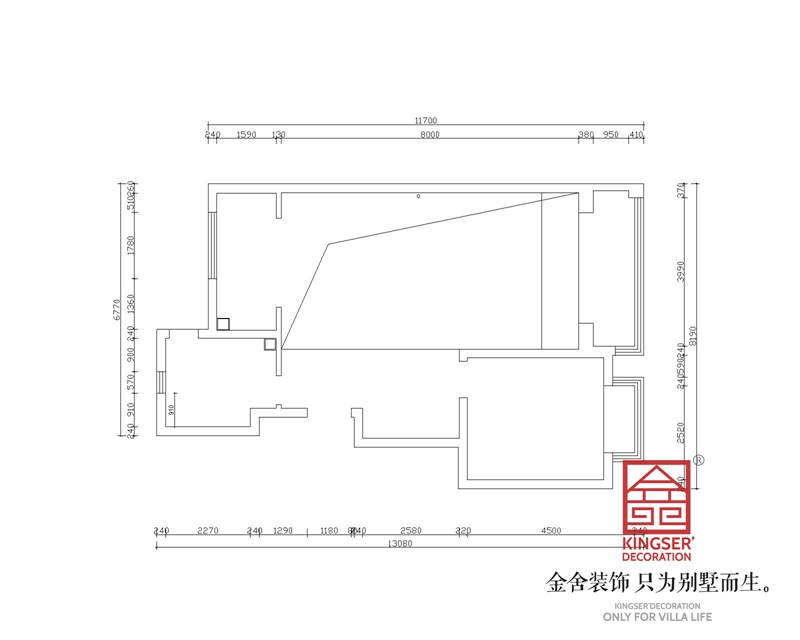 漢王府190平米躍層裝修二層原始戶(hù)型圖