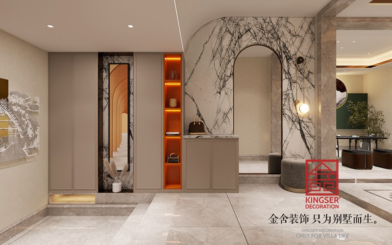 衡水漢王府別墅裝修現代法奢風(fēng)格玄關(guān)效果圖