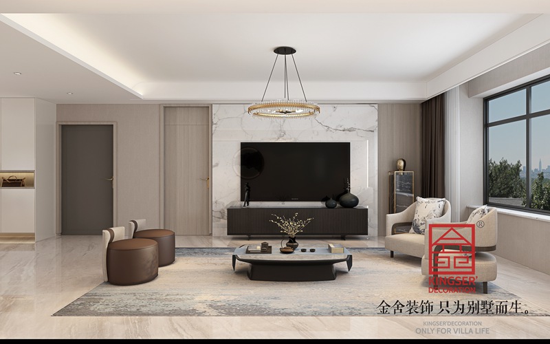 榮盛遠見(jiàn)新中式風(fēng)格裝修客廳效果圖