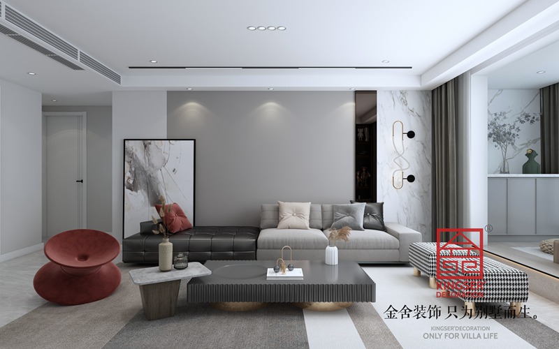 中冶德賢公館現代極簡(jiǎn)風(fēng)格客廳裝修