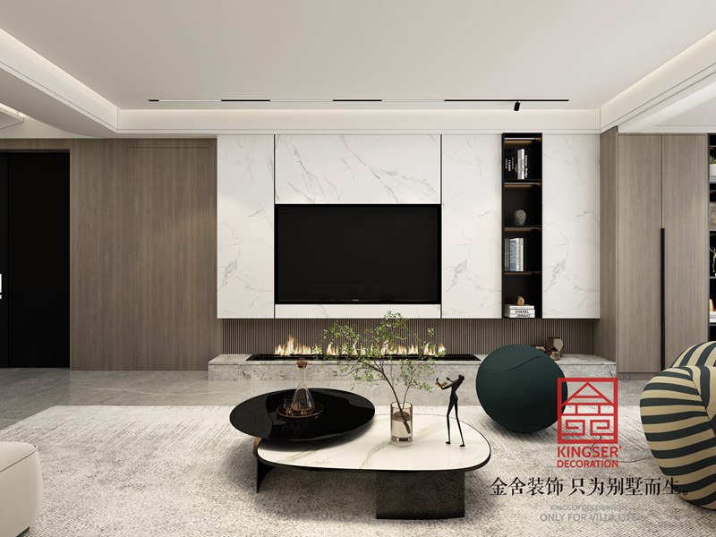 國仕山163㎡現代風(fēng)格電視墻設計