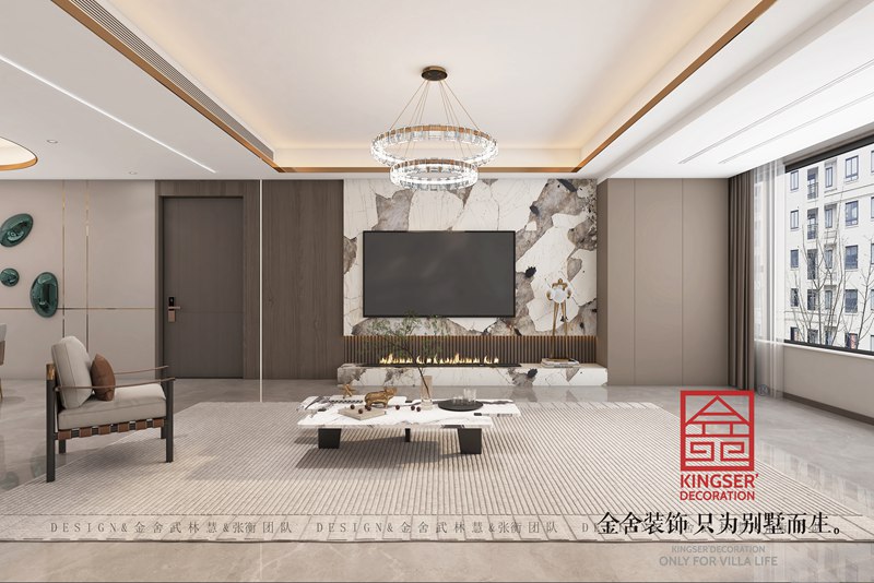 盛邦九號院現代風(fēng)格客廳裝修設計